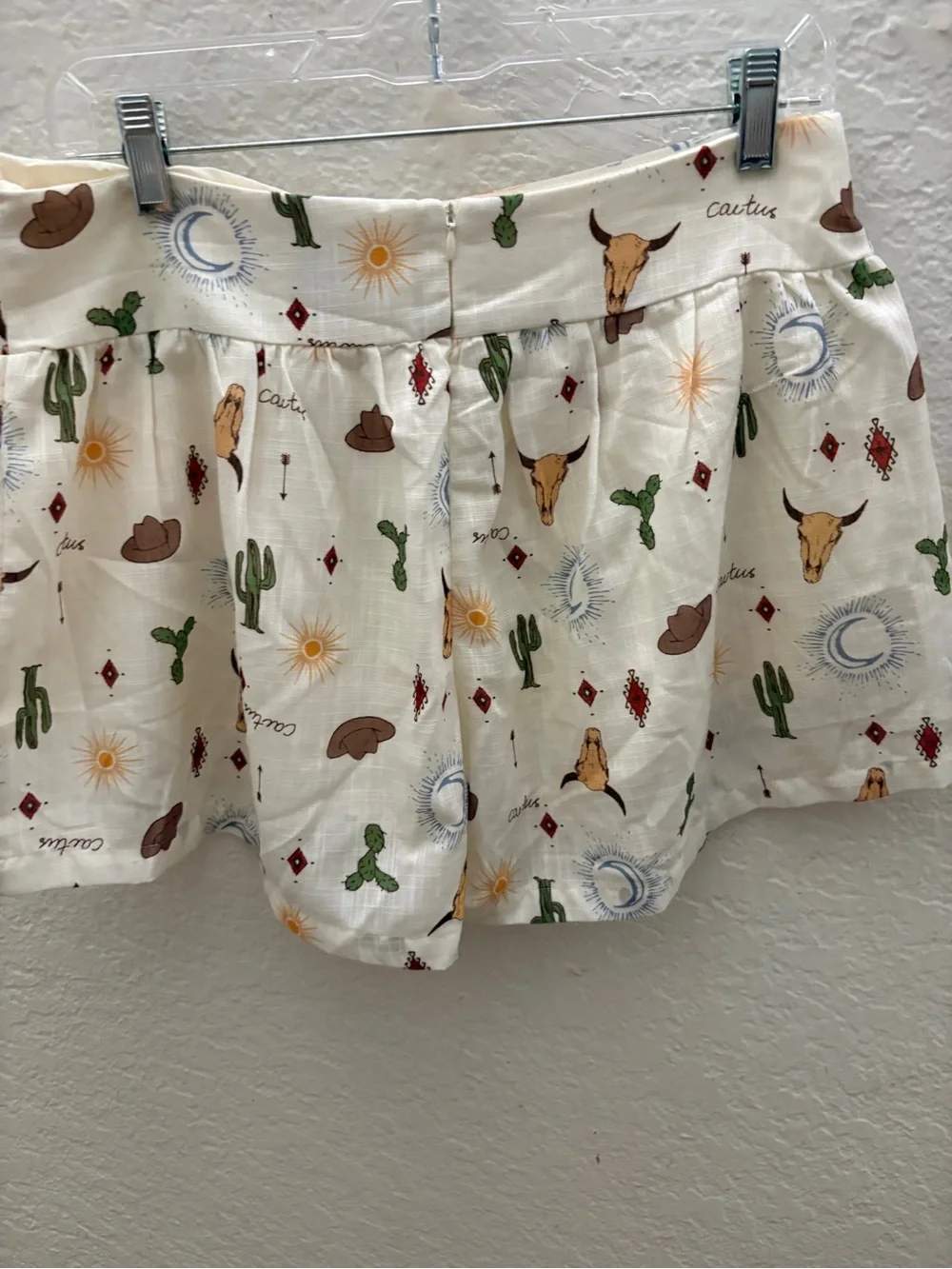 Lumiere White Desert Motif Skort with Cactus & Sun Print